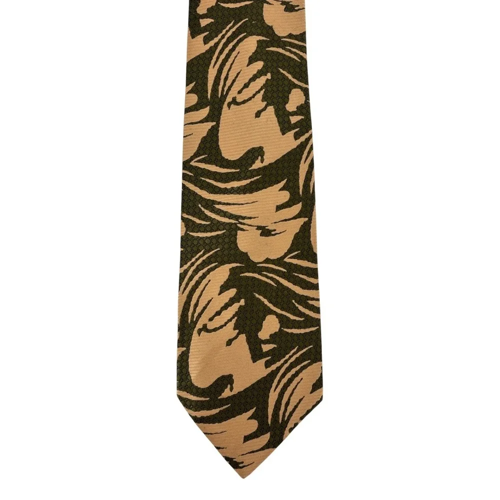 Signorcelli d'Italia Abstract Textured Silk Tie Olive Green Tan 58